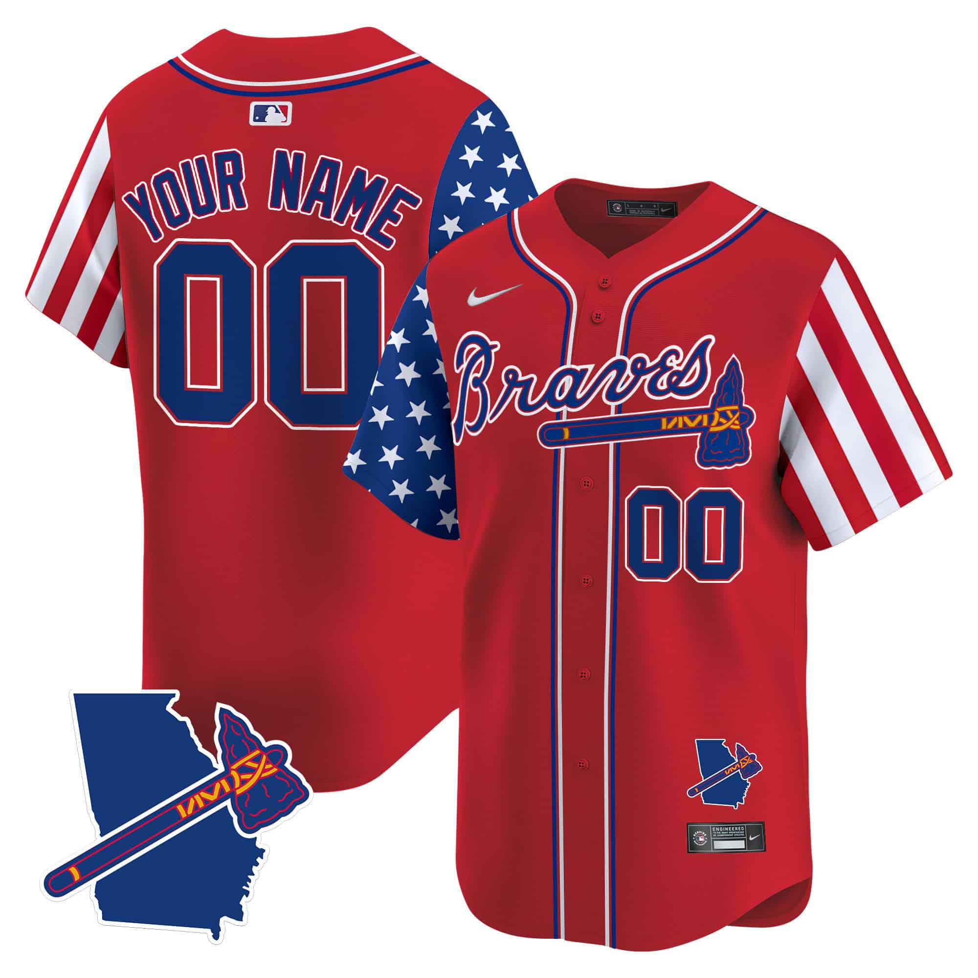 Men Atlanta Braves Red Nike 2024 Independence Day Vapor Premier Limited Custom MLB Jersey->customized mlb jersey->Custom Jersey